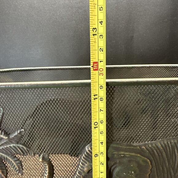 Oval Mesh Metal Basket Magazine Rack Elephants Tropical Palm Tree Waste Basket - Picture 7 of 9